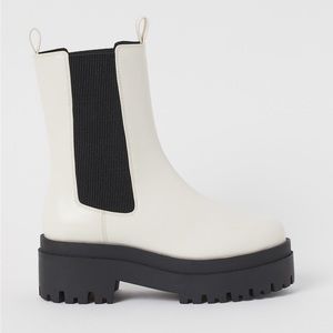 H&M lugged white Chelsea platform boots